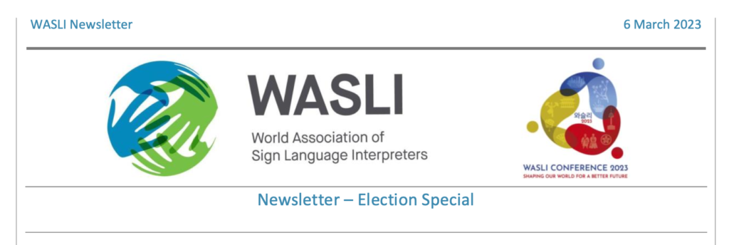 WASLI logo hands around globe. Jeju conference logo
Newsletter Election Special